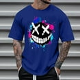 thumbnail image 1 of Mens Shirts under $5.00 Short Sleeved Round Neck Printed T-shirt Blue 2XL, 1 of 4