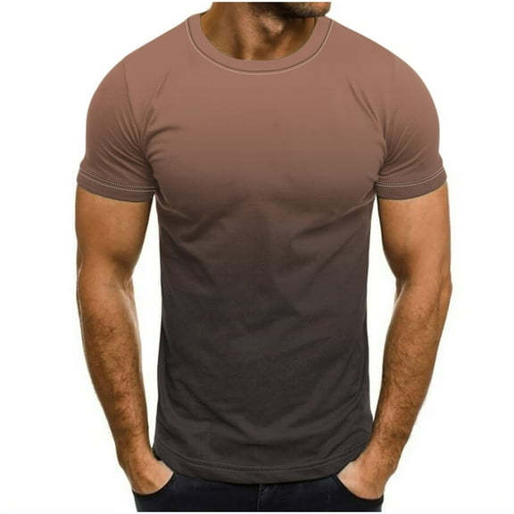 Mens Shirts under $5.00 Short Sleeved Round Neck Printed T-shirt Gold 2XL