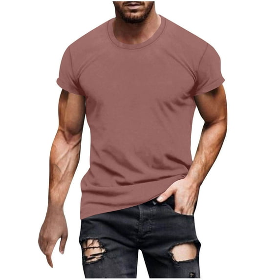 Mens Shirts Clearanee Under $5.00,AIEOTT Casual Fashion Crew Neck T-Shirts for Men Short Sleeve Solid Pullover,M-XXXXL