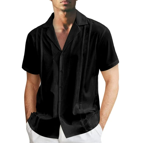 Mens Shirts Dress Solid Short Sleeve Stretch formal Business Casual Button Down Men's T-Shirts
