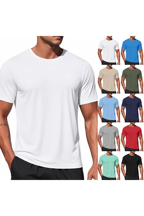 Mens Shirts Dry Fit Athletic T Shirts UPF 50+ Performance Cooling Shirt Short Sleeve Light Blue M