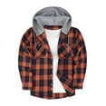 thumbnail image 1 of Mens Shirts Fall Hooded Long Sleeve Plaid Lightweight Plaid Shirts Jacket Casual Button Down Fall Shacket Shirt Top, 1 of 3