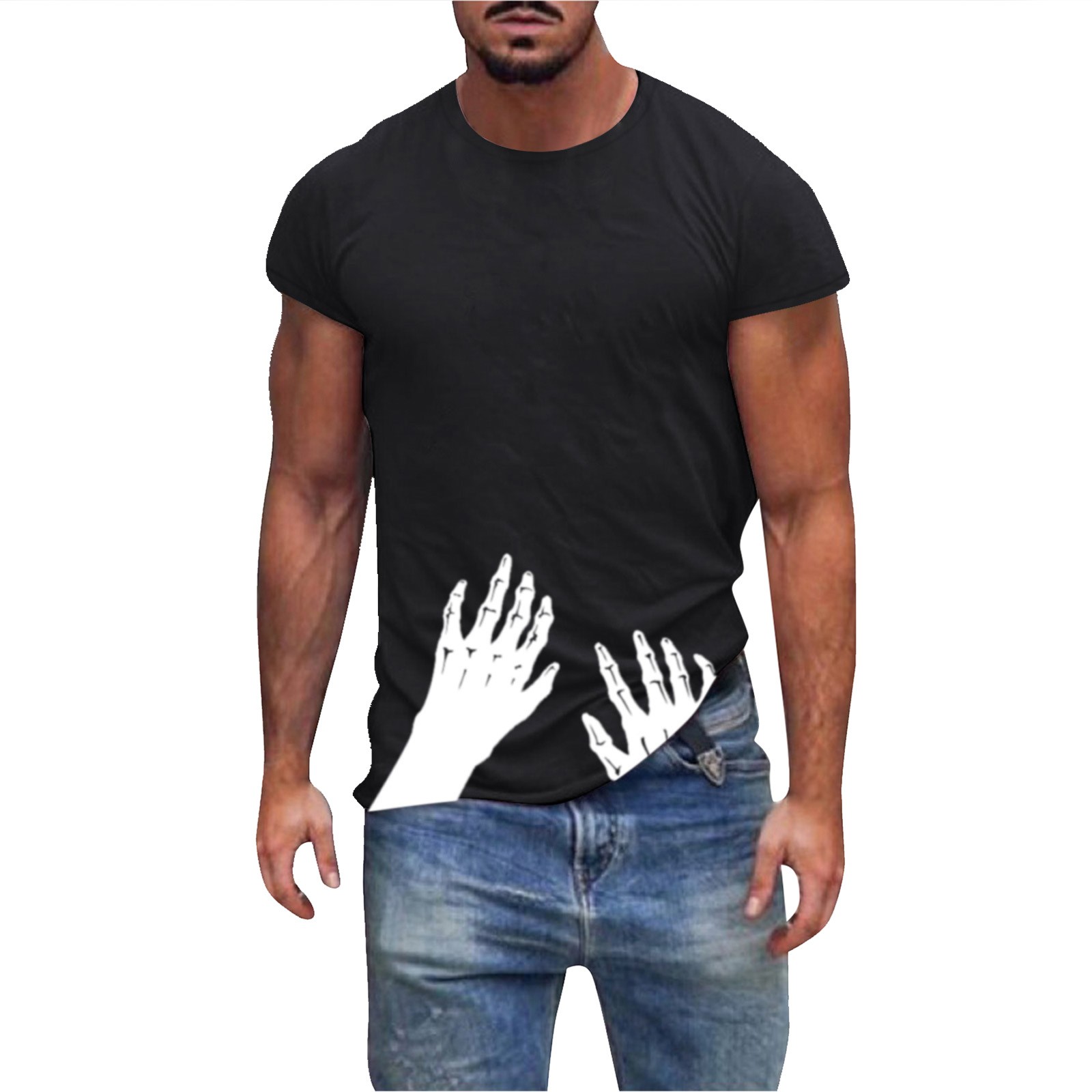 Mens Shirts Fashion Casual Cotton Printed Short Sleeve T Shirts for Men ...