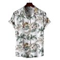 thumbnail image 1 of Mens Shirts Fashion Casual Men Buttons Beach Turndown Solid Fashion Single-breasted Short-sleeved Shirt clearance clothes under $5.00, 1 of 8