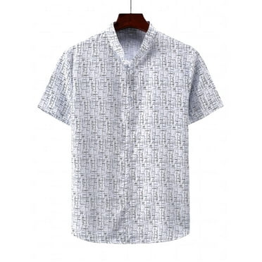 Mens Shirts Fashion Casual Men Buttons Beach Turndown Solid Fashion Single-breasted Short-sleeved Shirt
