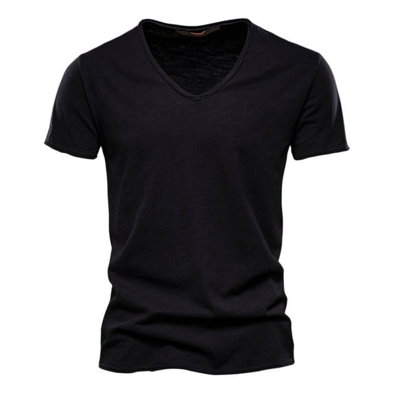 Mens Shirts Fashion Casual Solid Color V Neck Short Sleeve Refreshing Breathable Resistant Daily Black Workout Tops Sizes 2XL