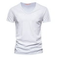 thumbnail image 1 of Mens Shirts Fashion Casual Solid Color V Neck Short Sleeve Refreshing Breathable Resistant Daily White Tee Shirts Sizes L, 1 of 2