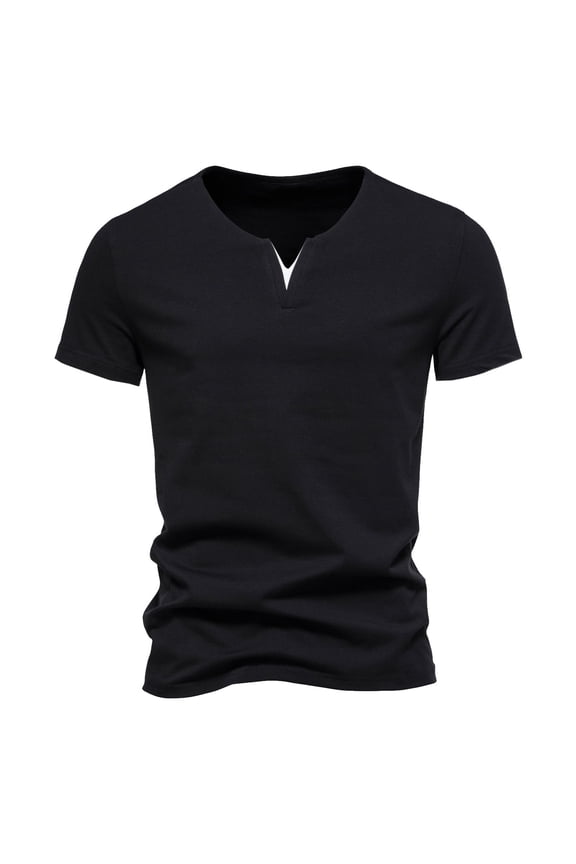 Mens Shirts Fashion Deep V Neck Short Sleeved Elastic Bottoming Mens Clothing,Black,3XL