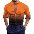 thumbnail image 1 of Mens Shirts Fashion Long Sleeve Gradient Digital Printing Shirts for Men Plus Size Lapel Collar Mens Dress Shirts Stylish Fitted Softy Work Hawiian Shirt for Men(Clearance-Sale,Orange,3XL), 1 of 5