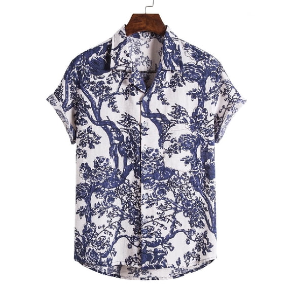 Mens Shirts Fashion Men's Casual Cotton Linen Comfortable Short Sleeve Single Breasted Shirt Top clearance clothes under $10.00