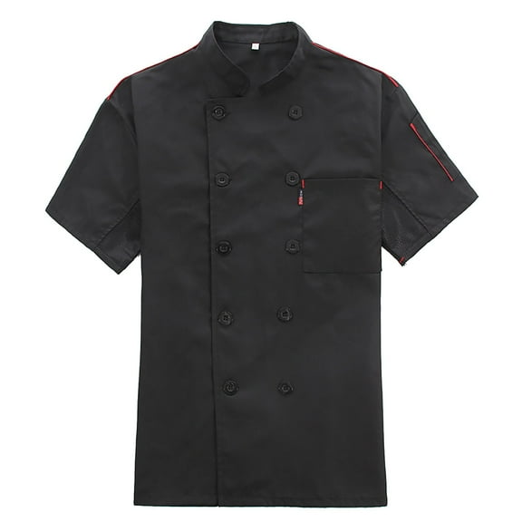 Mens Shirts Fashionable Chefs Jacket With Long Sleeves And Contrasting Red Button Button Down Tops