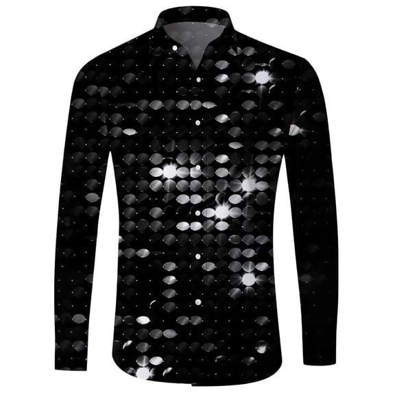Mens Shirts Festival Print Long Sleeve Button Down Parties Mens formal Shirts,Black,3XL