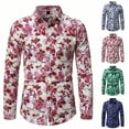 thumbnail image 1 of Mens Shirts Full Floral Print 2026 Stylish Slim Fitted Long Sleeve Lapel Top Casual Comfortable Shirt for Men Purple M, 1 of 4