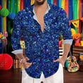 thumbnail image 1 of Mens Shirts Glitter Sequin Print Party Long Sleeve Button Down Top Casual Carnival Festival Celebration Comfortable Shirt for Men Blue S, 1 of 4