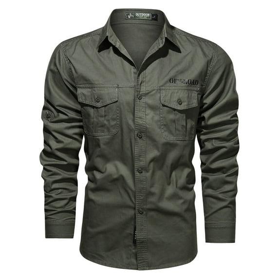 Mens Shirts Graphic Funny Long Sleeve Outdoor Cotton Washed Military Style Big And Tall Mens T Shirts Pack Green XXXL