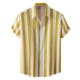 thumbnail image 1 of Mens Shirts Graphic Vintage Summer Hawaii Striped Prin Short Sleeve Turn Down Collar Button Mens T Shirts Short Sleeve Graphic Yellow XXL, 1 of 5