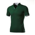 thumbnail image 1 of Mens Shirts Green Tops for Men Fashion Mens Casual Solid Short Sleeve Turn-down Collar T-Shirt Blouse Tops Vocation T-Shirt,Green,3XL, 1 of 6
