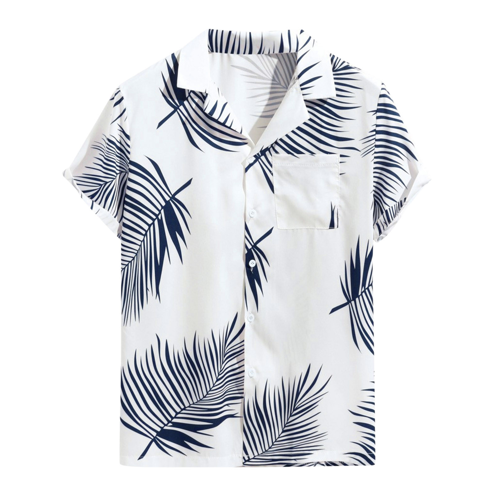 Mens Shirts Hawaii Cotton Linen Button Down Tropical Holiday Beach ...