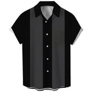 KAGETOLYTAI Mens Shirts Hawaiian Shirt For Men, Men's Vintage Button Down Bowling Shirts Short Sleeve Summer Beach Shirt Gifts for Men Black Polyester 3X