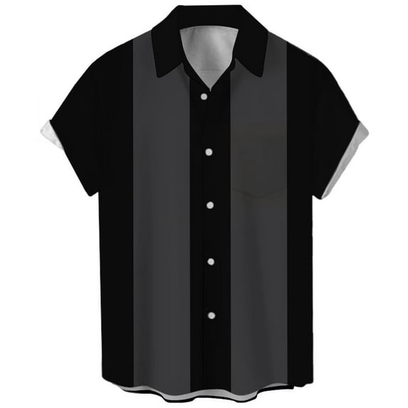 Mens Shirts Hawaiian Shirt For Men, Men's Vintage Button Down Bowling Shirts Short Sleeve Summer Beach Shirt Gifts for Men Black Polyester XL