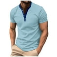 thumbnail image 1 of Mens Shirts,Hawaiian Shirt for Men,Men's Short Sleeve T Shirt Summer Casual V Neck Solid Ribbed Holiday Shirts Tops,Shirts for Men,Tank Tops Men(Color:Blue,Size:L), 1 of 8