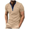 thumbnail image 1 of Mens Shirts,Hawaiian Shirt for Men,Men's Short Sleeve T Shirt Summer Casual V Neck Solid Ribbed Holiday Shirts Tops,Shirts for Men,Tank Tops Men(Color:Khaki,Size:XL), 1 of 7