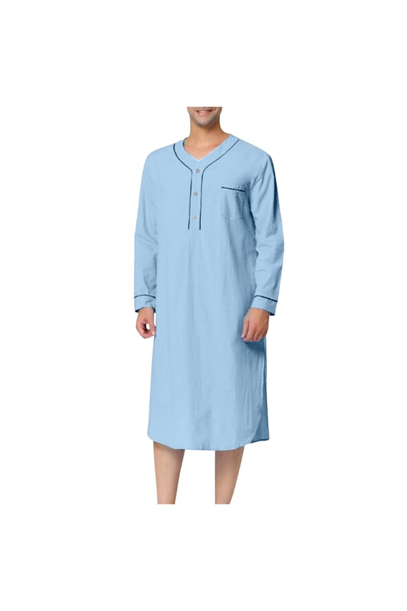 Mens Shirts,Hawaiian Shirt for Men,Mens Arabia Casual Long Sleeve Pocket Loose Robe Shirt Robe Solid Pocket,Shirts for Men,Tank Tops Men(Color:Blue,Size:L)