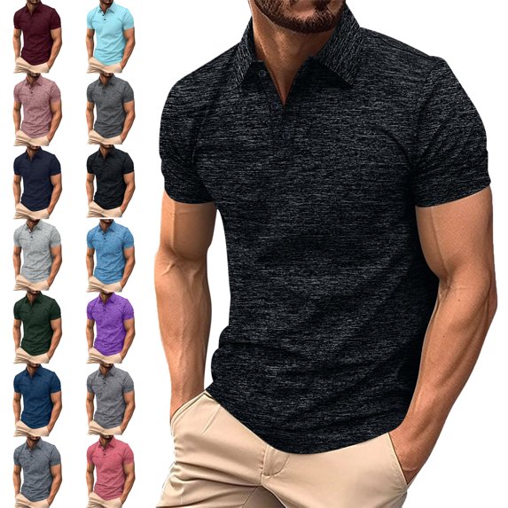 Mens Shirts Lapel Casual Solid Color Short Sleeved Sports Shirt Button Tops Summer Shirt for Men