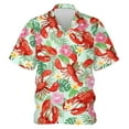 thumbnail image 1 of Mens Shirts Lobster Floral Print Button Up Lapel Short Sleeve Shirt Breathable Relaxed Fit Casual Vacation Going Out Tops, 1 of 2