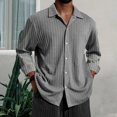 thumbnail image 1 of Mens Shirts Long Sleeve Button-Down Collared Tshirts Shirt Casual Solid Color Loose Comfort Textured Lapel Going Out Office Work Tees Tops, 1 of 3