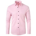 thumbnail image 1 of Mens Shirts,Long Sleeve Button Down Dress Shirt Fashion Solid Color Business Blouse Stretch Wedding Party Prom Shirts,Dress Shirts for Men Slim Fit, 1 of 2