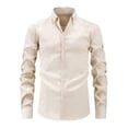 thumbnail image 1 of Mens Shirts Long Sleeve Button-Down Tshirts Shirt with Collared Casual Solid Color Lightweight Breathable Lapel Going-Out Work Tees Tops, 1 of 5