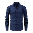 thumbnail image 1 of Mens Shirts Long Sleeve Button-Down Tshirts Shirt with Collared Casual Solid Color Lightweight Breathable Lapel Going-Out Work Tees Tops, 1 of 5