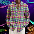 thumbnail image 1 of Mens Shirts Long Sleeve Casual Plus Size Loose Full Carnival Digital Print Button Down Lapel Blouses Loose Fall Tops Dress Shirts for Men Multicolour XXXL, 1 of 4