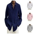 thumbnail image 1 of Mens Shirts Long Sleeve Casual Plus Size Loose Solid Color Button Down Lapel Blouses Loose Fall Tops Dress Shirts for Men Navy XL, 1 of 9