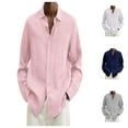 thumbnail image 1 of Mens Shirts Long Sleeve Casual Plus Size Loose Solid Color Button Down Lapel Blouses Loose Fall Tops Dress Shirts for Men Red XXL, 1 of 9