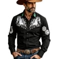 thumbnail image 1 of Mens Shirts Long Sleeve Denim Western Style Button Comfort Modern Mens Summer Tops,Black,M, 1 of 4