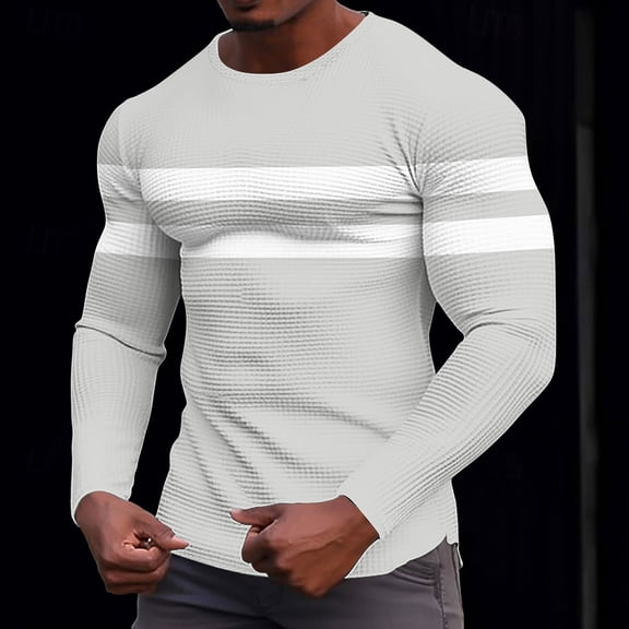 Mens Shirts Long Sleeve Fitness Round Neck Loose Casual Solid Color Top Sports Sweatshirts,Blouse for Men 2-Gray S