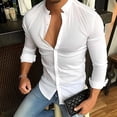 thumbnail image 1 of Mens Shirts Long Sleeve Formal Print Shirt Turndown Collar Shirt White 2XL, 1 of 6