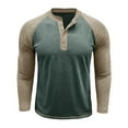 thumbnail image 1 of Mens Shirts Long Sleeve Henley Shirt Button Crew Necktees Pullover Casual Basic Lightweight T-Shirts Tops (M, Army Green), 1 of 6