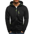 thumbnail image 1 of Mens Shirts Long Sleeve Hooded Zipper Pocket Sports Printed Sports Sweater Casual Coat Black 2XL, 1 of 6