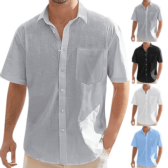 Mens Shirts Long Sleeve Men's Dress Shirts Fashion Casual Solid Color Shirts for Men Turndown Collar Blouse Regular Oxford Tops with Pocket