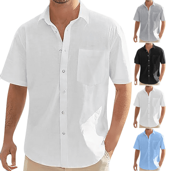 Mens Shirts Long Sleeve Men's Dress Shirts Fashion Casual Solid Color Shirts for Men Turndown Collar Blouse Regular Oxford Tops with Pocket