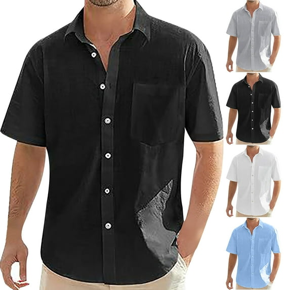 Mens Shirts Long Sleeve Men's Dress Shirts Fashion Casual Solid Color Shirts for Men Turndown Collar Blouse Regular Oxford Tops with Pocket