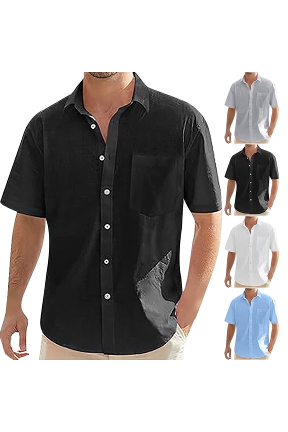 Mens Shirts Long Sleeve Men's Dress Shirts Fashion Casual Solid Color Shirts for Men Turndown Collar Blouse Regular Oxford Tops with Pocket