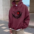 thumbnail image 1 of Mens Shirts Long Sleeve Pockets Hooded Printed Round-Neck T-Shirt Blouse Sweatshirt,Blouse for Men 1-Wine S, 1 of 5