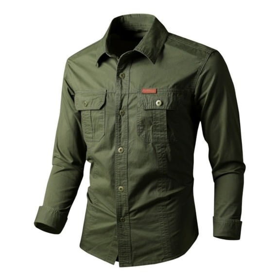 Mens Shirts,Long Sleeve Shirt Solid Color Shirt Autumn Button Down everyday wear Casual Casual Shirt for Outdoor,Button Down Shirt Men,3XL,Army Green