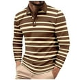 thumbnail image 1 of Mens Shirts Long Sleeve Shirts for Men 2025 Fall Trendy Color Block Striped T-Shirt Lightweight Button V-Neck Henley Shirts, 1 of 7