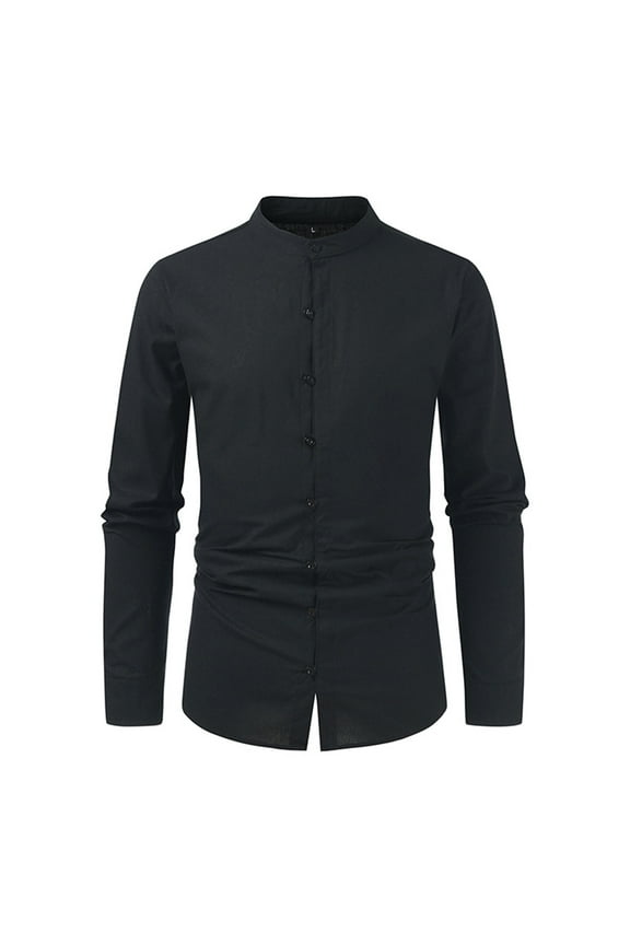 Mens Shirts Long Sleeve Smart Casual Button Down Business Shirts Clearance Regular Fit Grandad Shirt Non Iron Stretch Plain Work Dress Shirt Solid Color Office Oxford Formal Shirt