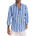 thumbnail image 1 of Mens Shirts Long Sleeve Vertical Stripe Button Down Shirt Lapel Casual Top Versatile Cozy Comfortable For Fall, 1 of 4